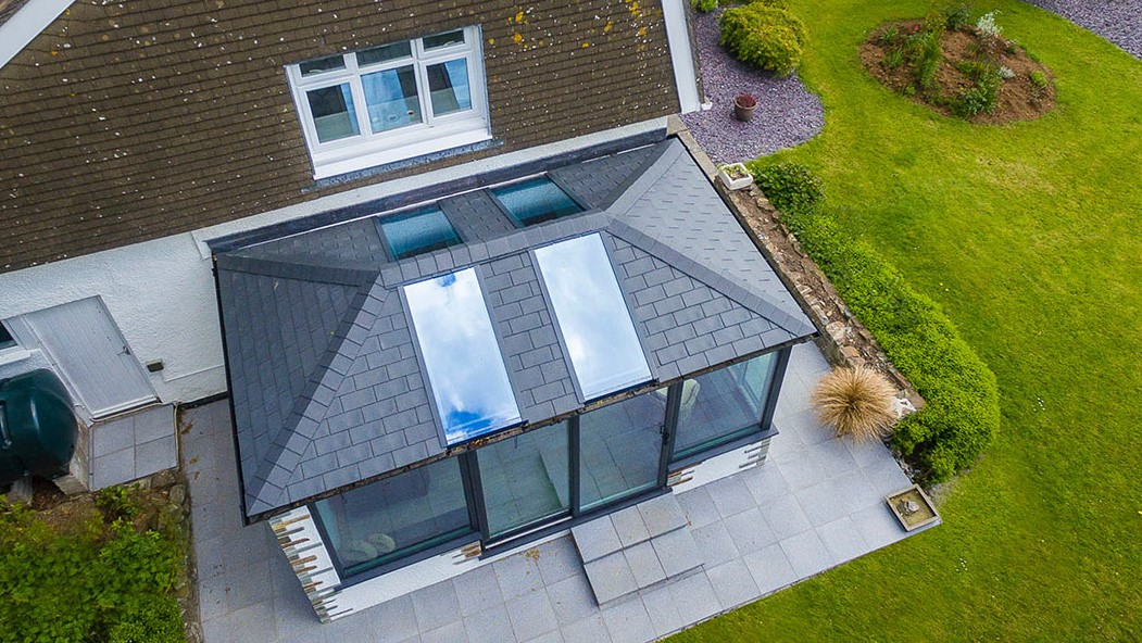 Guardian conservatory tiled roof installed by Stormshield